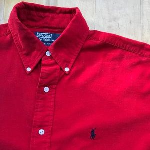 Vintage Red Polo Ralph Lauren Corduroy button up